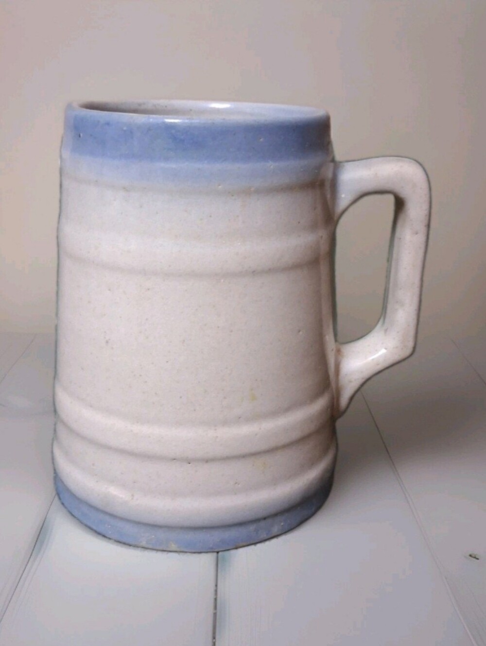 Vintage Stoneware Mug Salt Glaze 19th Century Cup Mug Blue, Gray